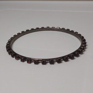 Large Dark Bangle With Purple Plastic Stones